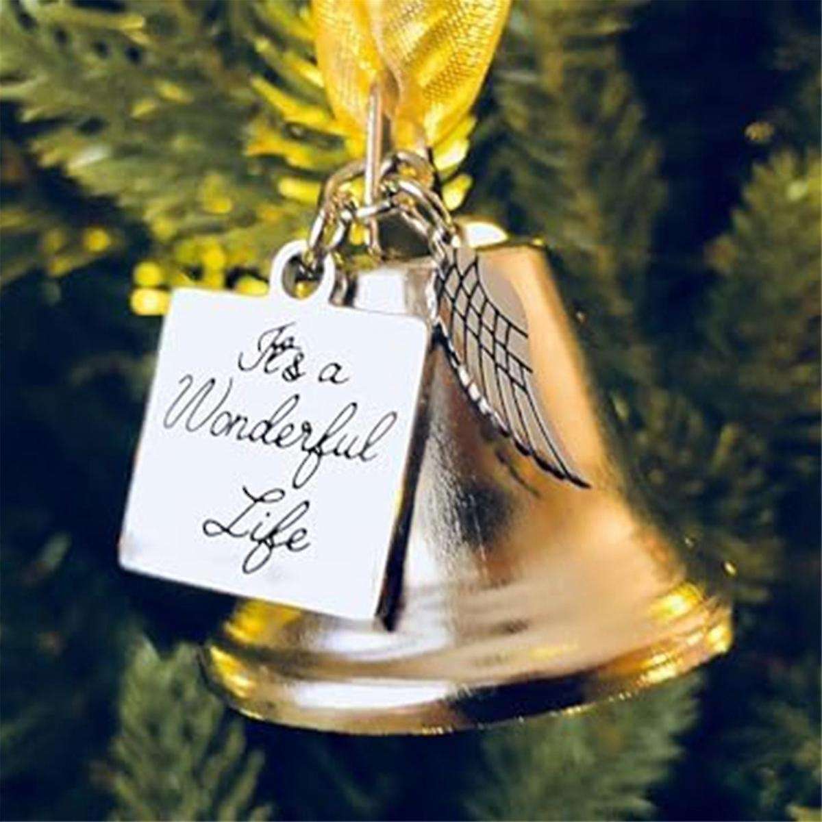 Personalized Inspired Christmas Angel Bell Ornament with Stainless Steel Angel Wing Charm.