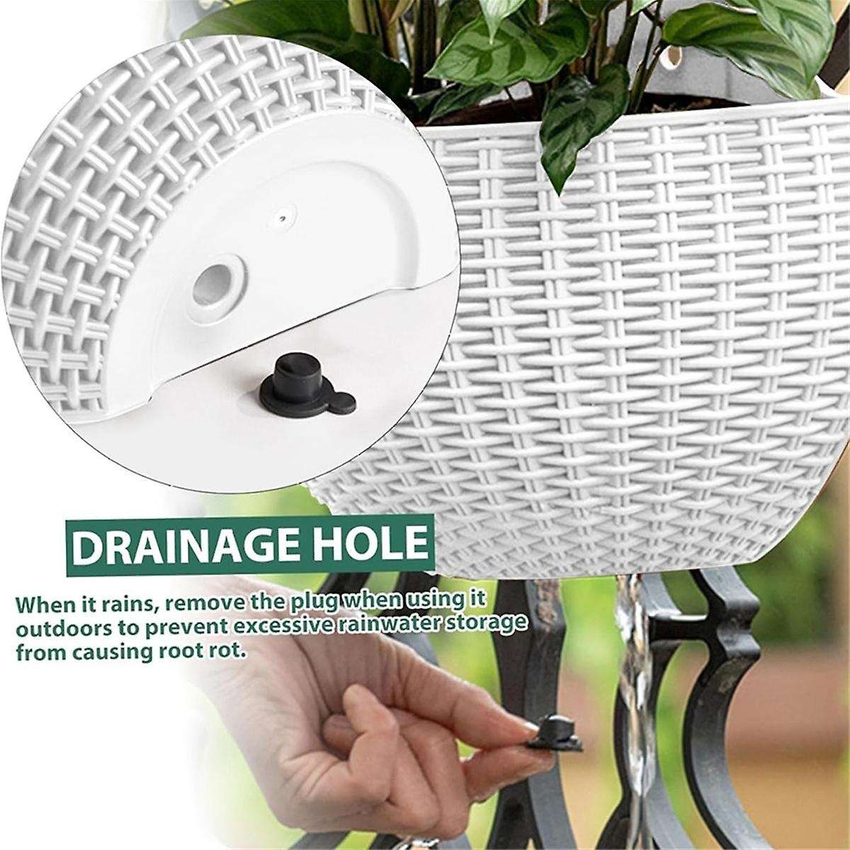 Pink Wall Planter Wall-Mounted Planter Semi-Circular Fence Planter with Drain and Hooks Wall-Mounted