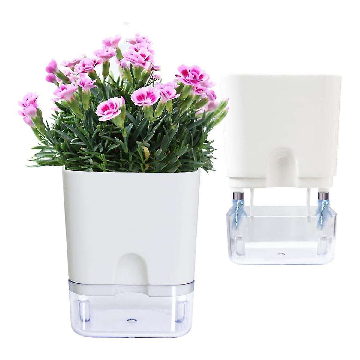 Plant Pots Indoor 4.25 Inch Self Watering Plant Pot for Indoor, Violet Pots Planter with Visible Re