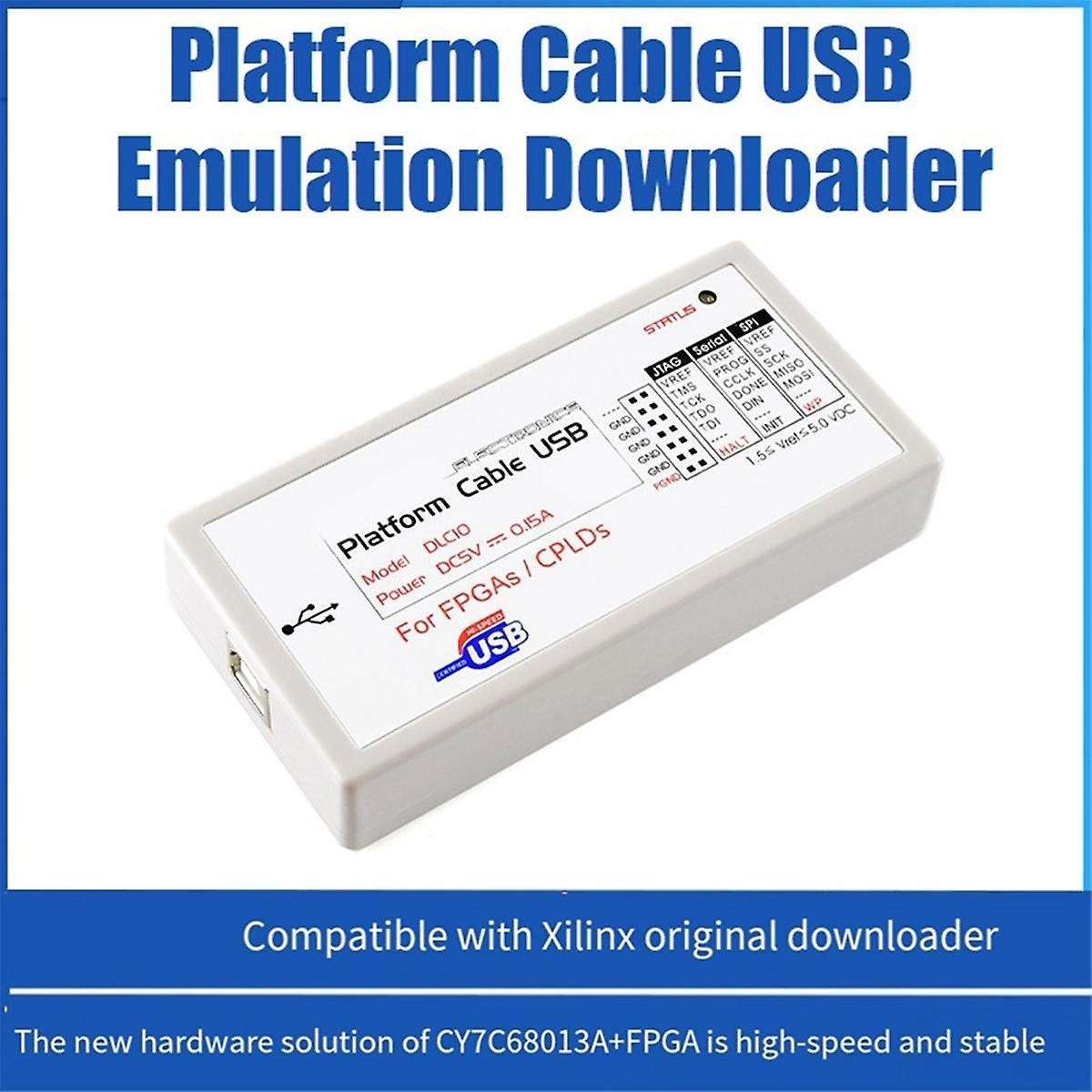 Platform Cable USB Programmer Downloader for In-Circuit Configuration and Programming of All Xilinx