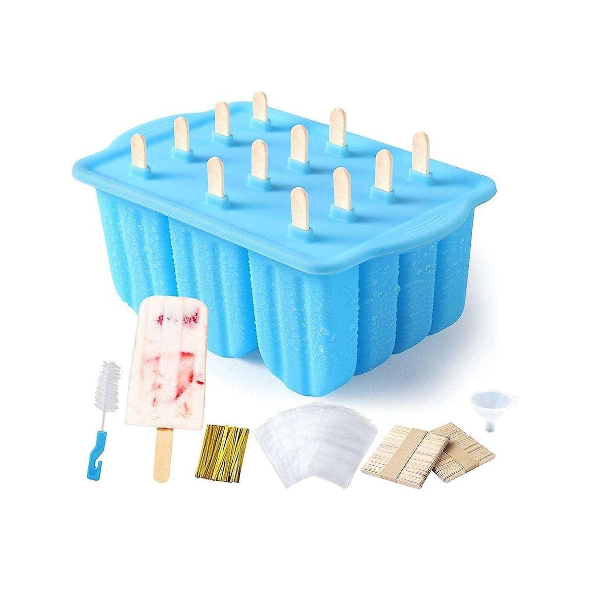 Popsicle Molds Silicone -free, 12 Pieces Popsicle Trays for Freezer, Homemade Ice Cream Popsicle Mo