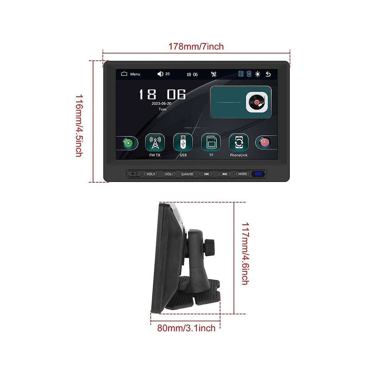 Portable 7inch Car Radio Mp5 Smart Player Wireless Carplay Android Auto Car Stereo Bluetooth Fm Airp