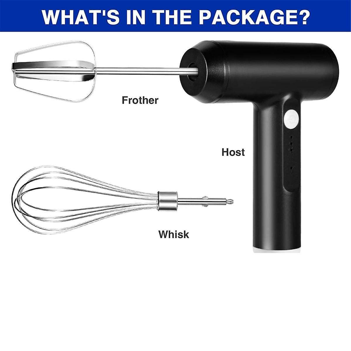 Portable Cordless Electric Whisk Mixer - 3-Speed Handheld USB Charging, for Whisking, Mixing and Bak