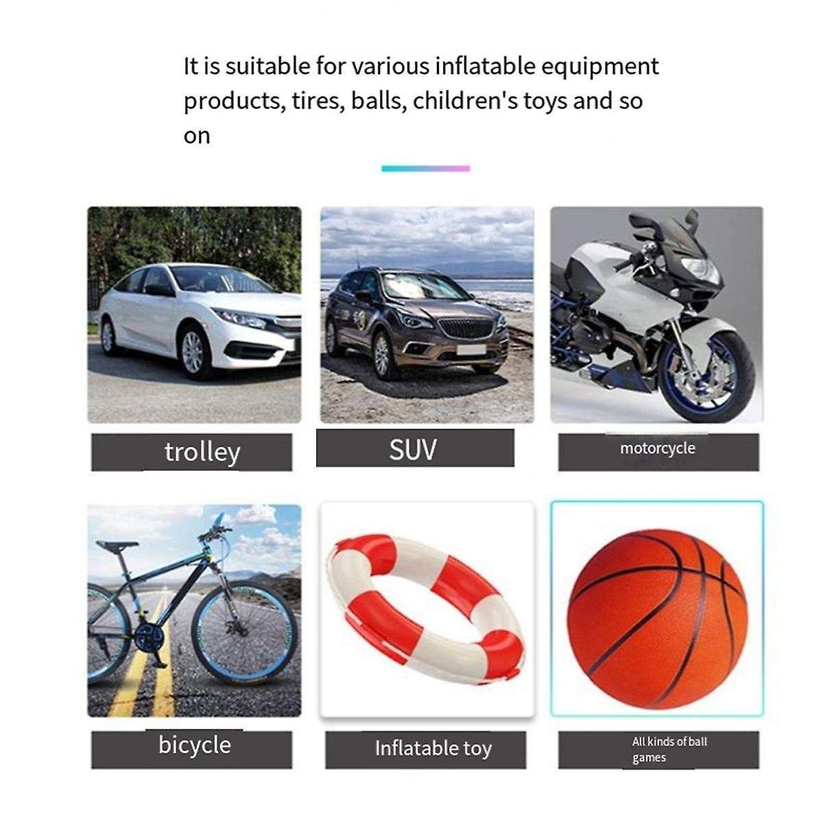 Portable Inflator Compressor Pump with Led Lamp for Car Motorcycle Tyre Balls Wireless Electric Ca