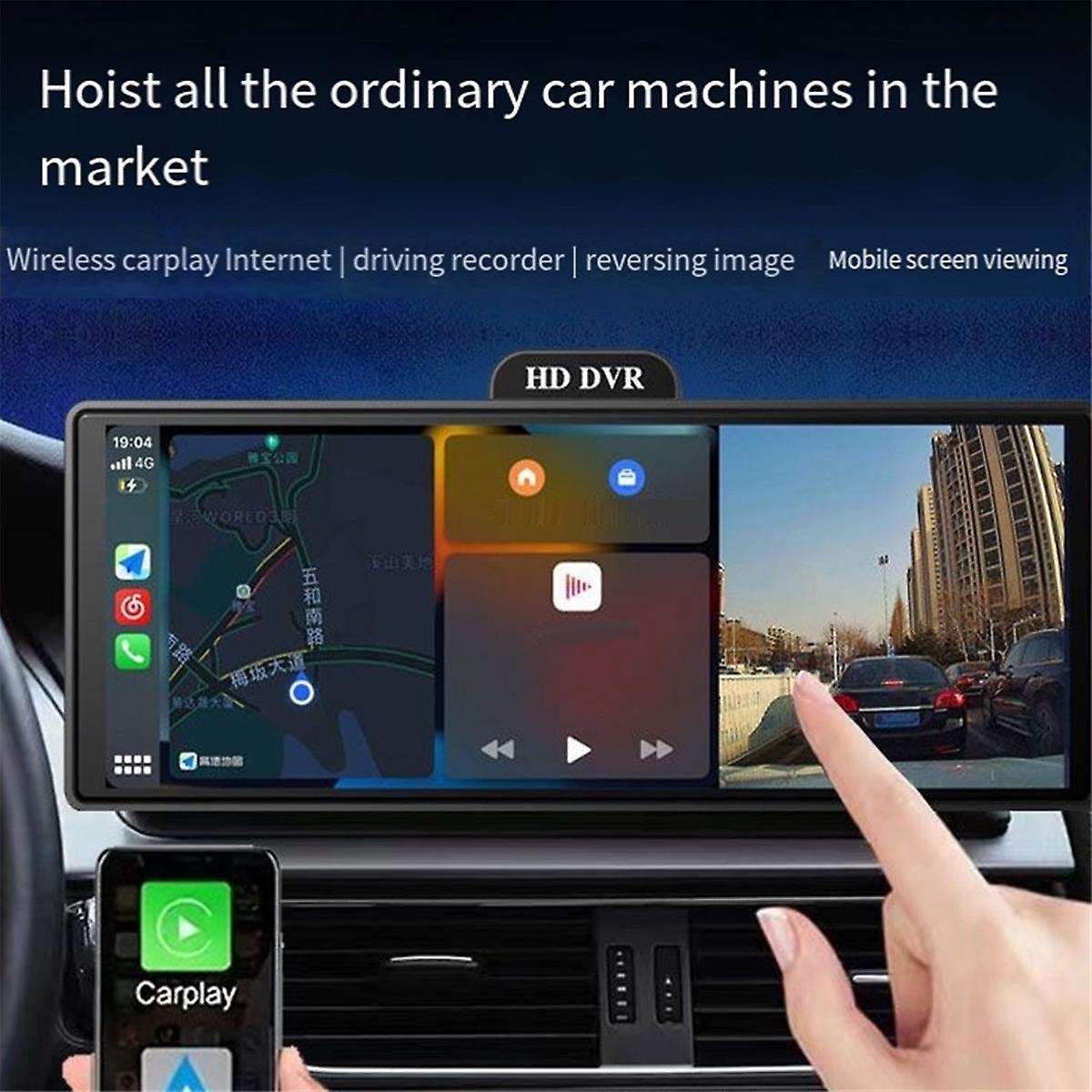 Portable Wireless Carplay Screen for Car,9in Wireless Carplay&Android Auto,DVR,Car Audio Receivers
