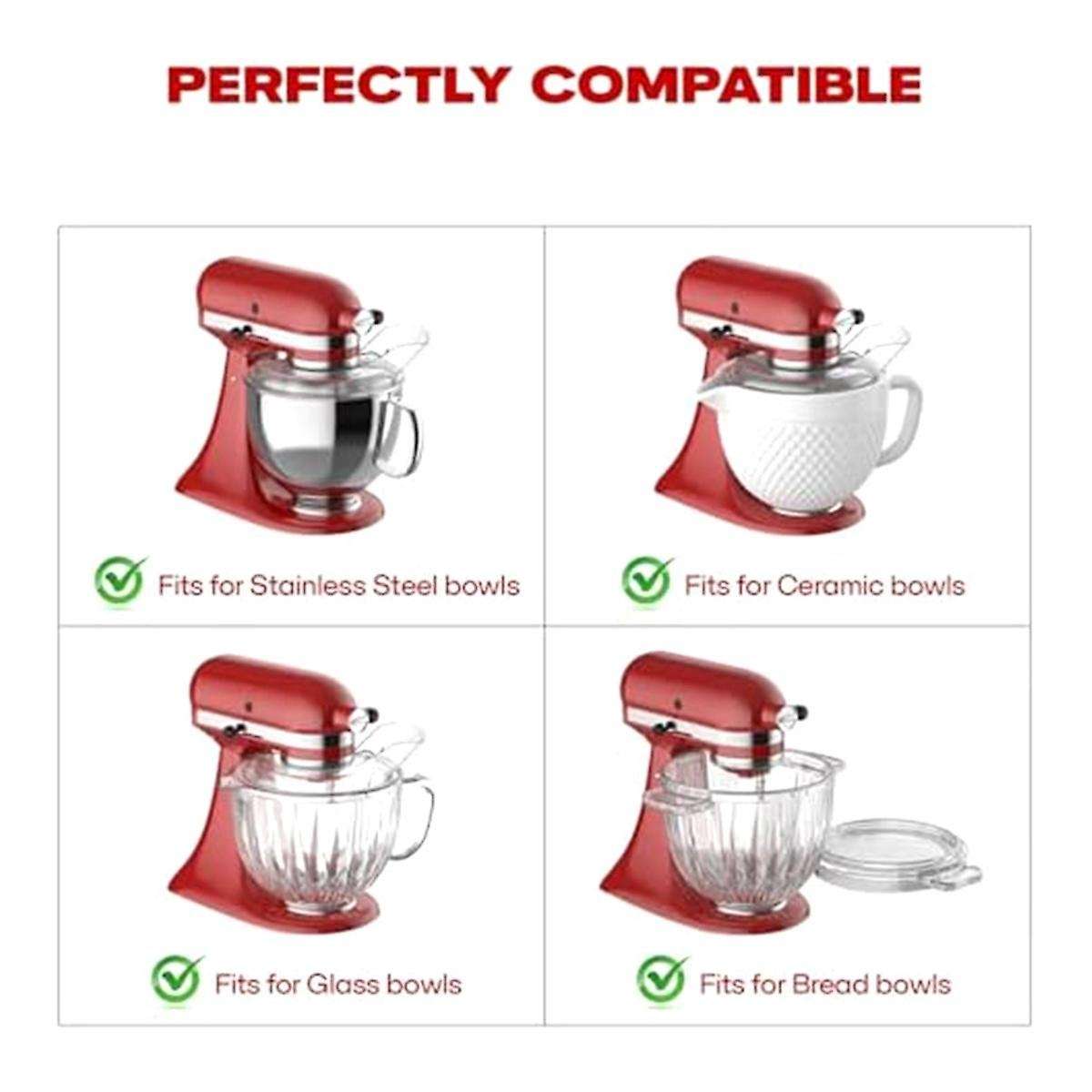 Pouring Shield for 4.5-5 Quart Mixer Bowl, Clear Safety Shield for Aid Tilt-head Stand Mixers
