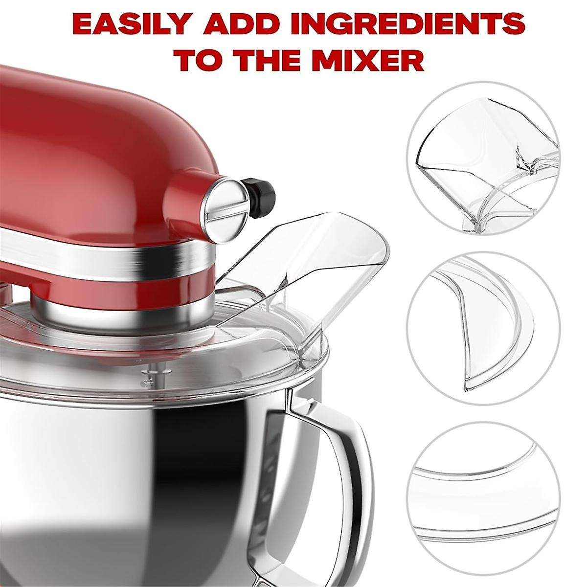 Pouring Shield for 4.5-5QT Mixer Bowl and 6 Wire Whisk for Stand Mixer Attachments