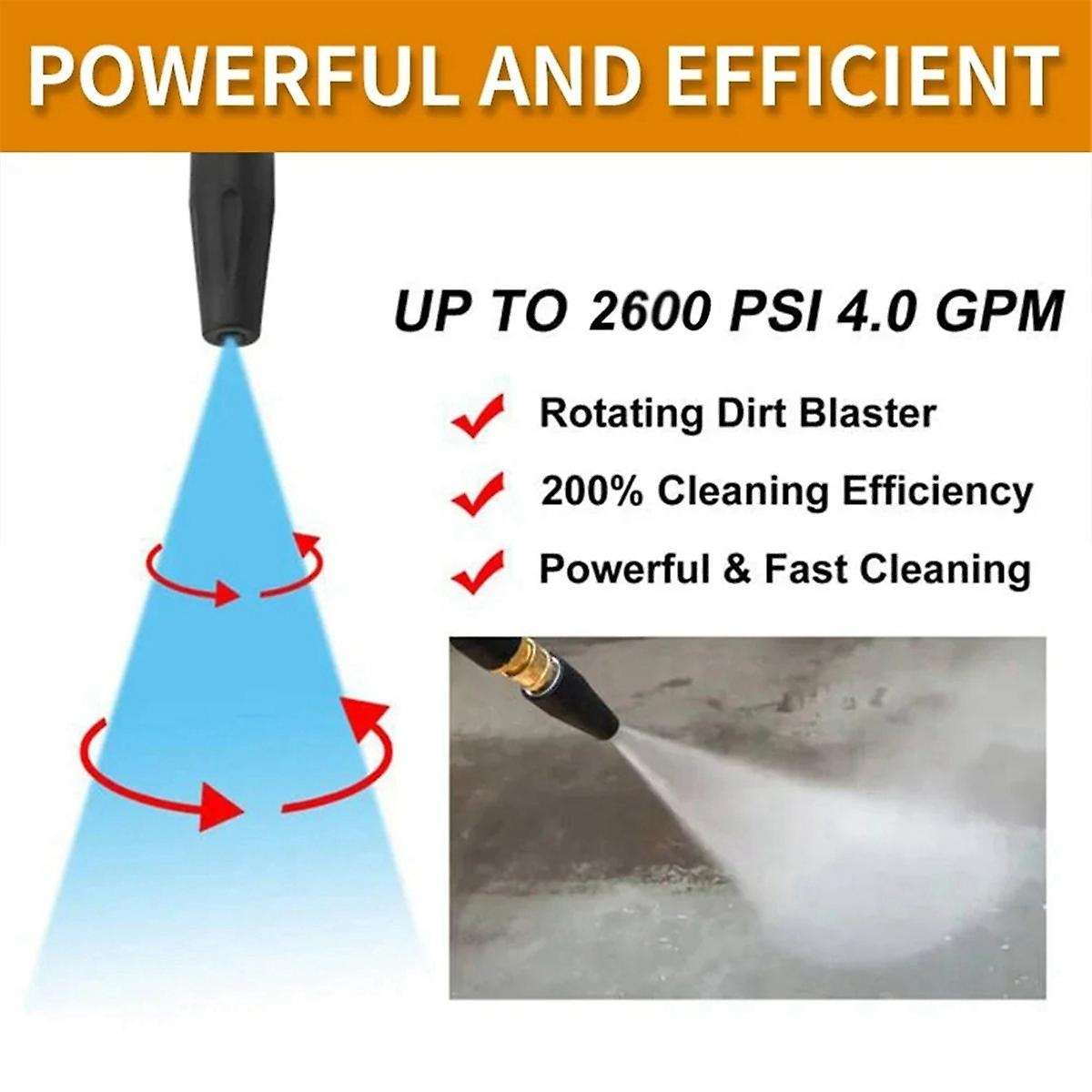 Pressure Washer Metal Wand Tips Water Spear Quick Jet Tips Rotating Turbo Nozzle for K
