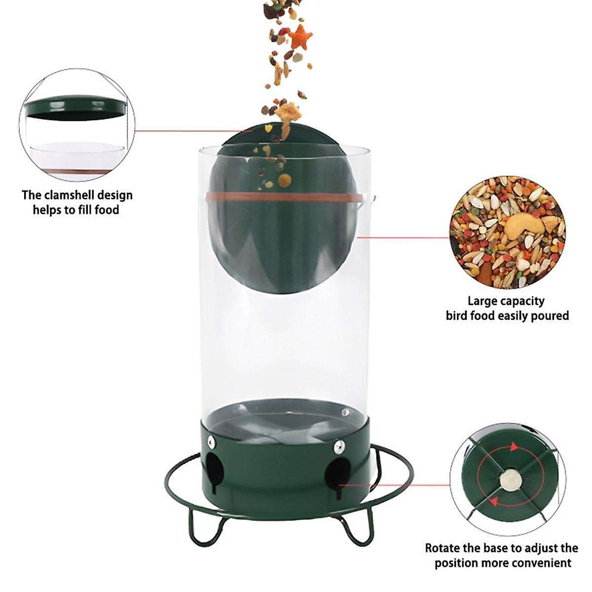 Proof Wild Bird Feeder with Weight Activated Rotating Perch - Seed Capacity