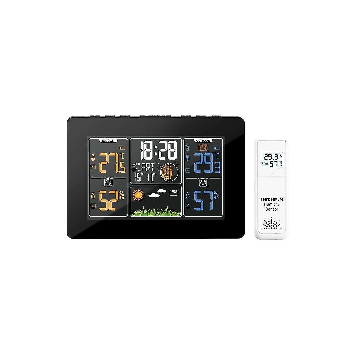 Pt201c Digital Alarm Wall Clock Wifi Weather Forecast Station Hygrometer Thermometer Moon Phase Wea