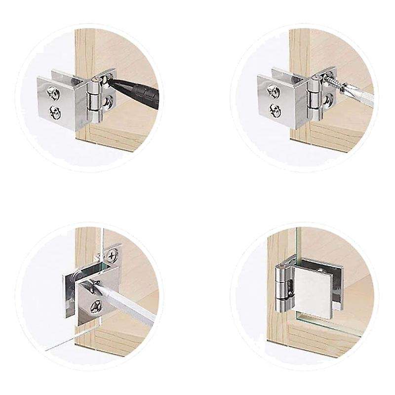 Set Of 8 Glass Door Hinges, 5mm-8mm for Cabinet Cupboard Glass Door