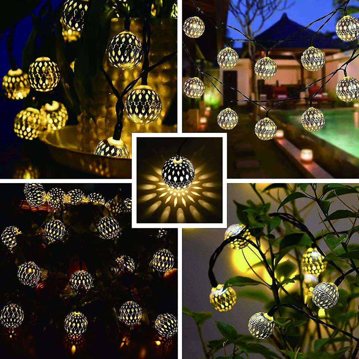 Moroccan Led Fairy Lights, 7 Metres, 50 Led Solar Lights, Waterproof