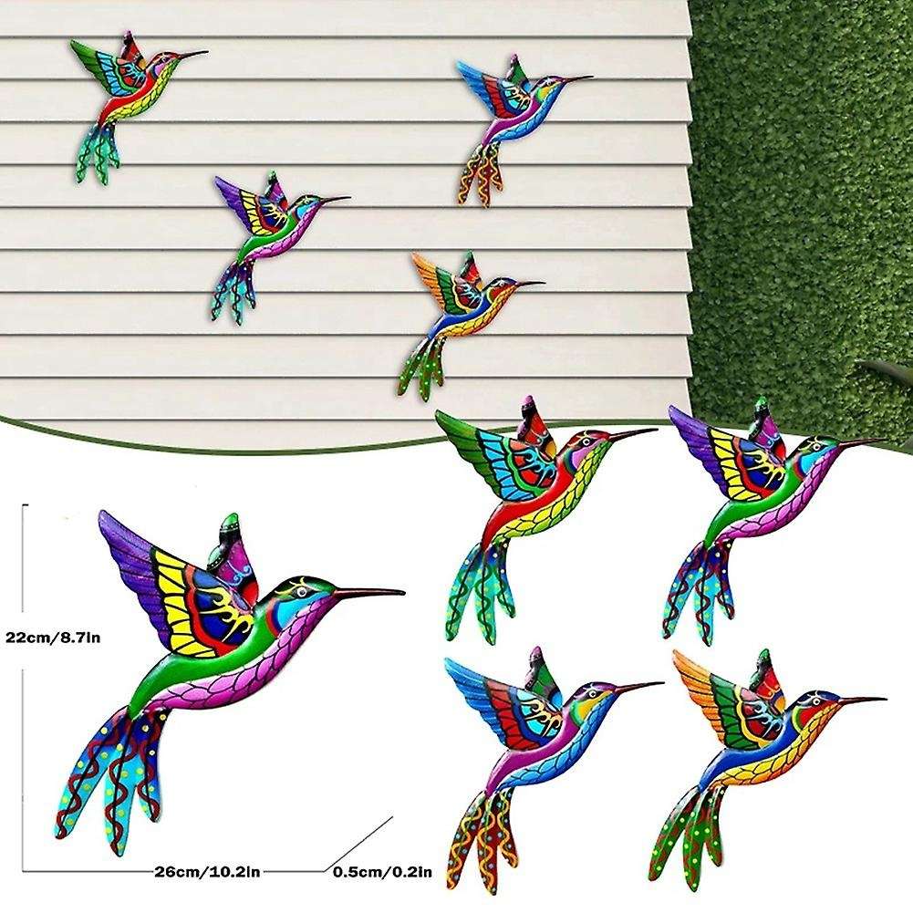 4pcs Mural Wrought Iron Bird Home Decor Ornament Garden Wall Hanging