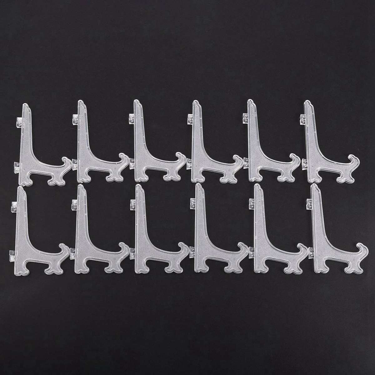 36pcs/set Clear Plastic Easels Plate Holders Display Dish Rack