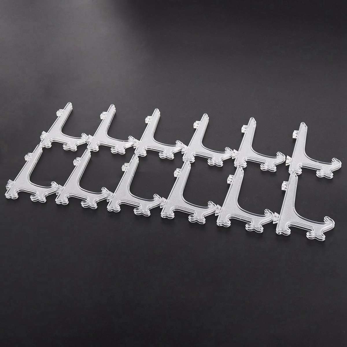 36pcs/set Clear Plastic Easels Plate Holders Display Dish Rack