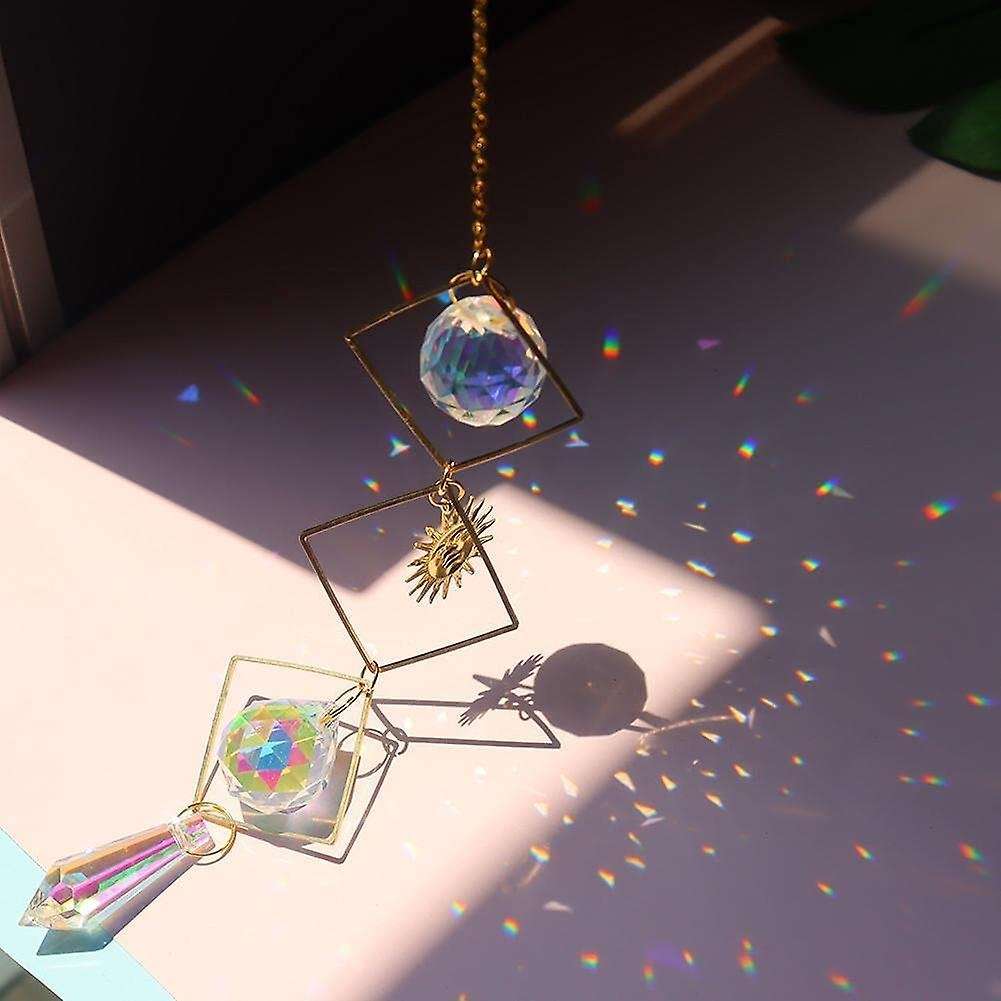 6 Pieces Moon Sun Hoop Rainbow Crystal Pendant Indoor Decoration