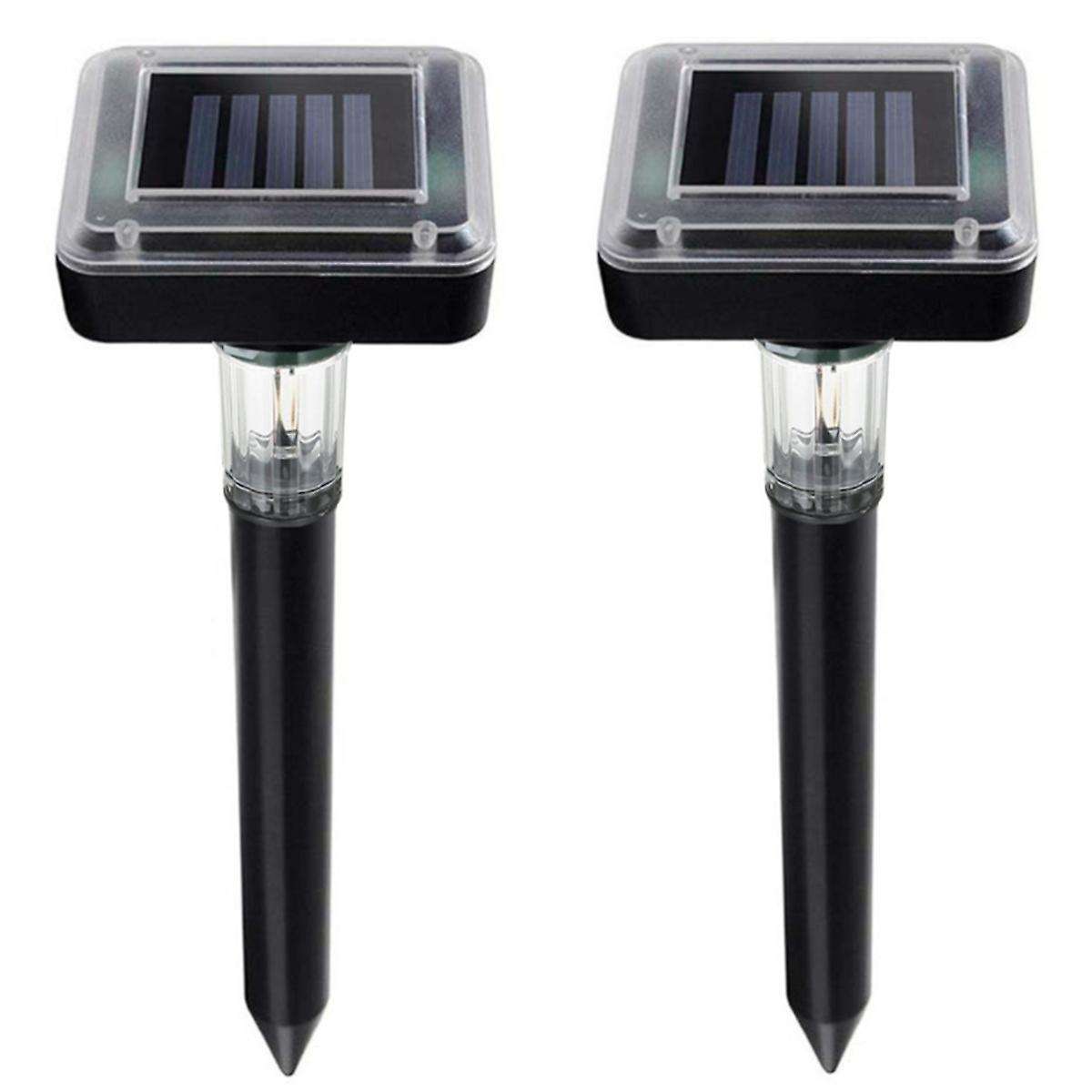 2 Pcs Outdoor Solar Ultrasonic Pest Repeller for Garden Yard Farm,etc
