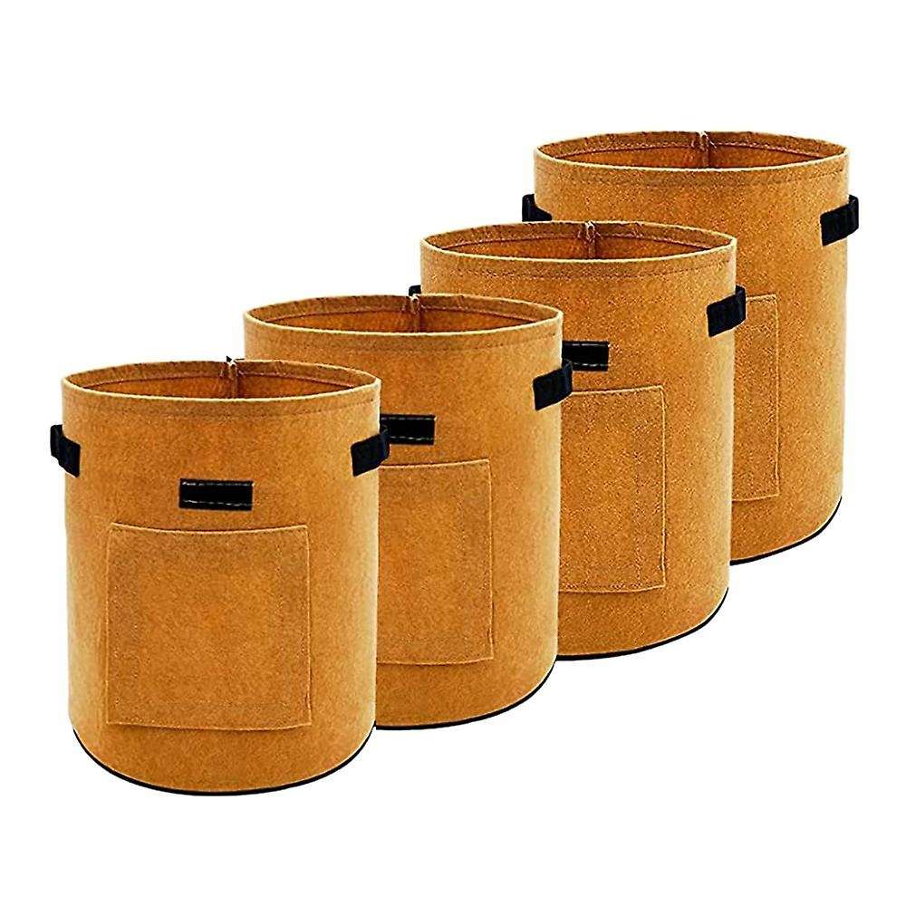 4 Pcs Plant Grow Bags 4 Gallon Nonwoven Fabric Growing Bags(yellow)