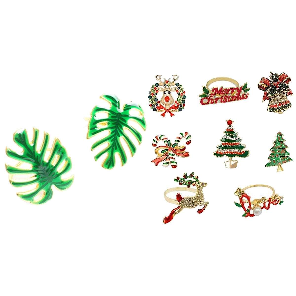 6pcs Green Leaf Napkin Rings for Wedding Party Christmas Kitchen