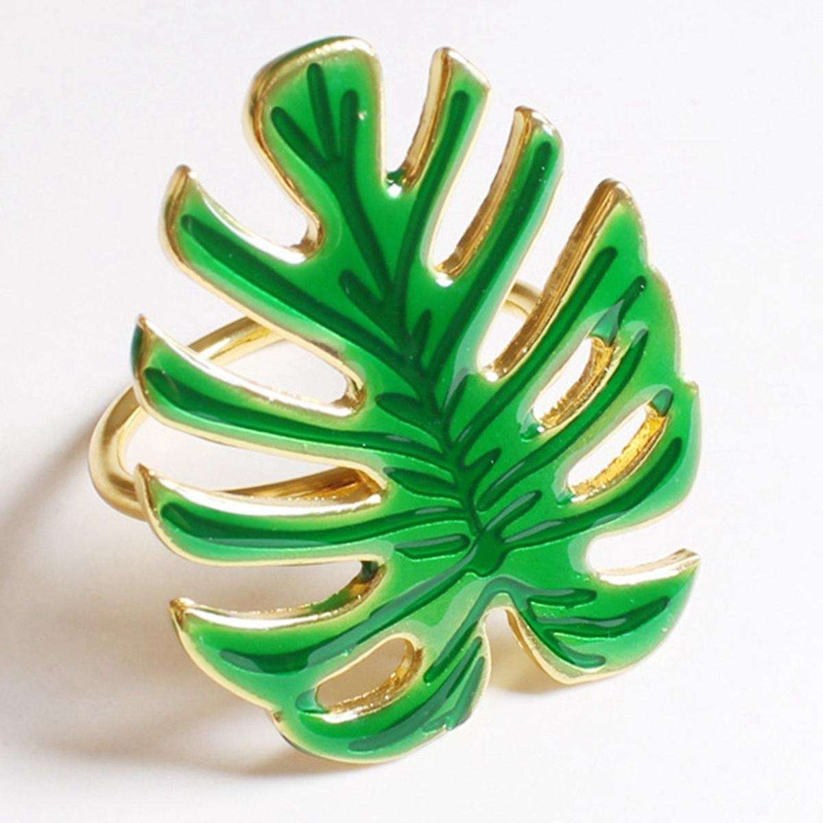 6pcs Green Leaf Napkin Rings for Wedding Party Christmas Kitchen