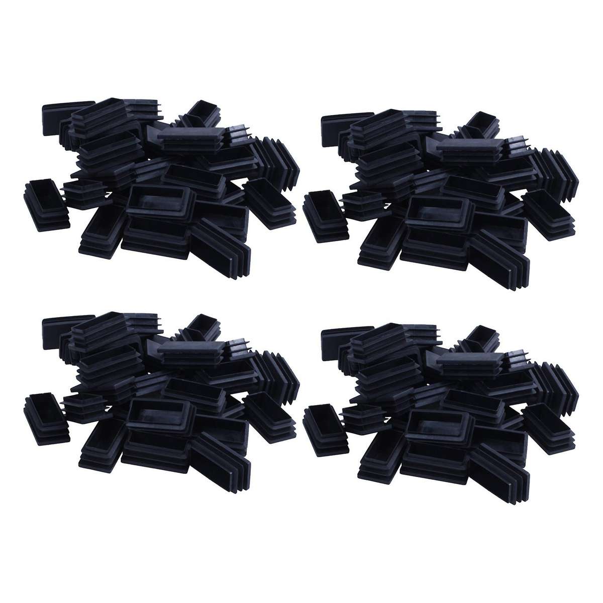 Plastic Rectangle Blanking End Tube Caps Inserts 25x50mm 120pcs Black