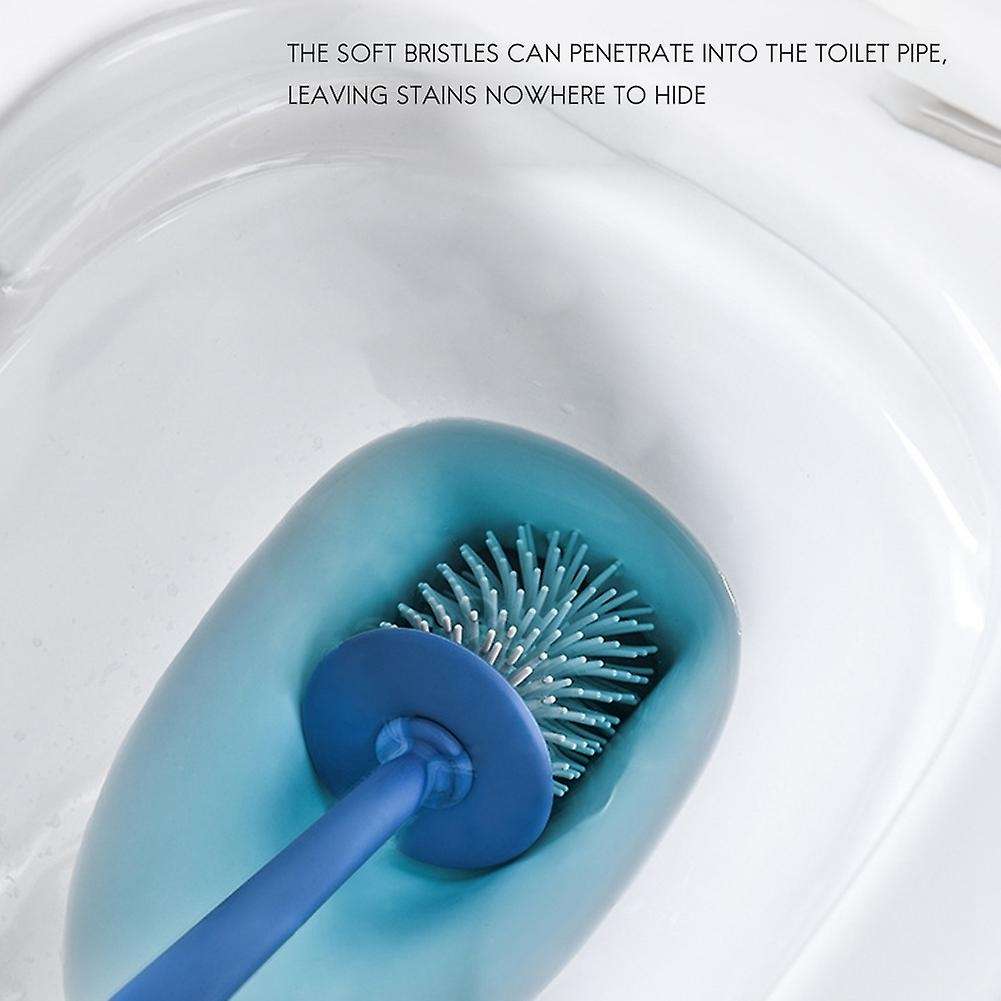 Wall-mounted 3 In 1 Long Handle Toilet Brush Holders Set Blue