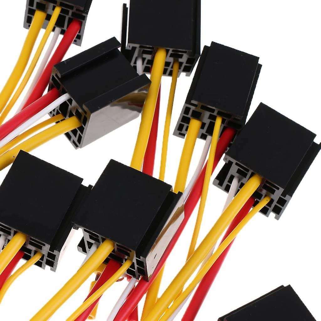 10pcs Car Automotive Truck 4 Pin 12v 80 Amp Spdt Relay Harness Socket
