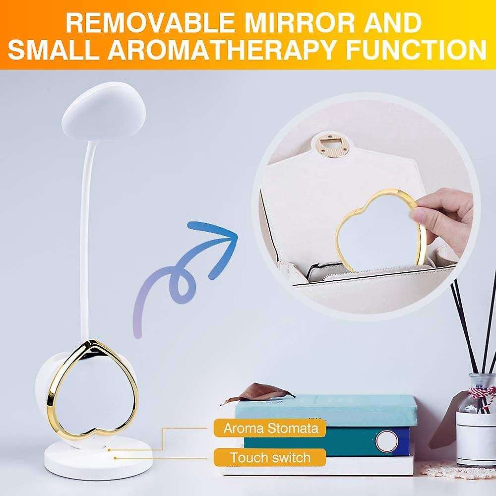 Led Desk Lamp for Girls,with Usb Charging Port & Pen Holder, White