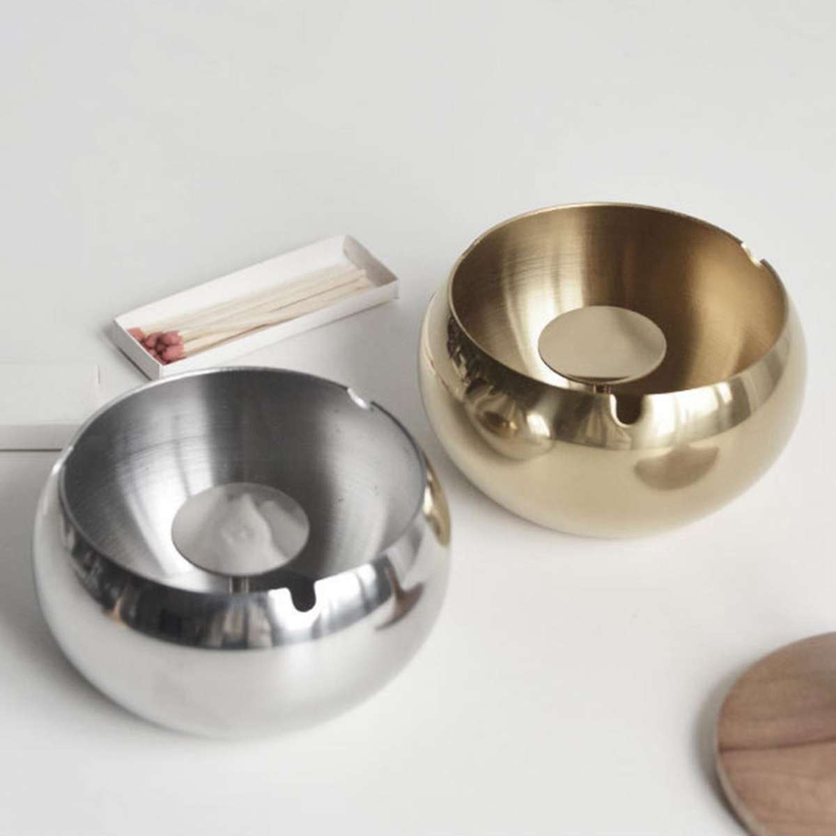 Windproof Ashtray Stainless Steel Tabletop Ashtray Cigar Ash Holder B