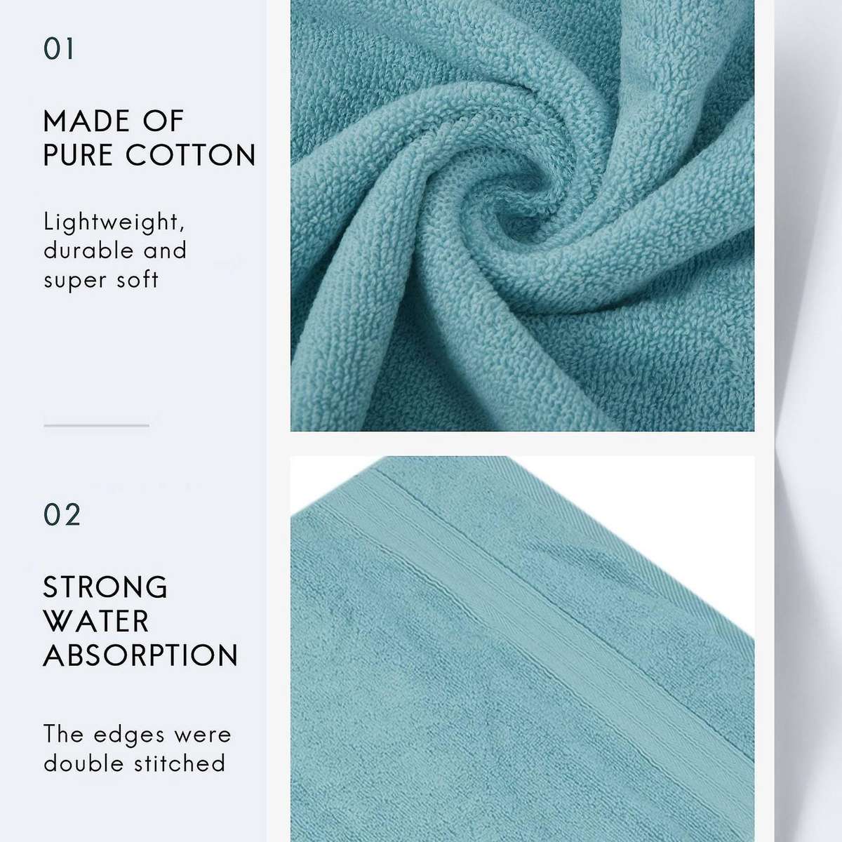 6pc Soft Absorbent and Thick Cotton Towels Bathroom Towels B