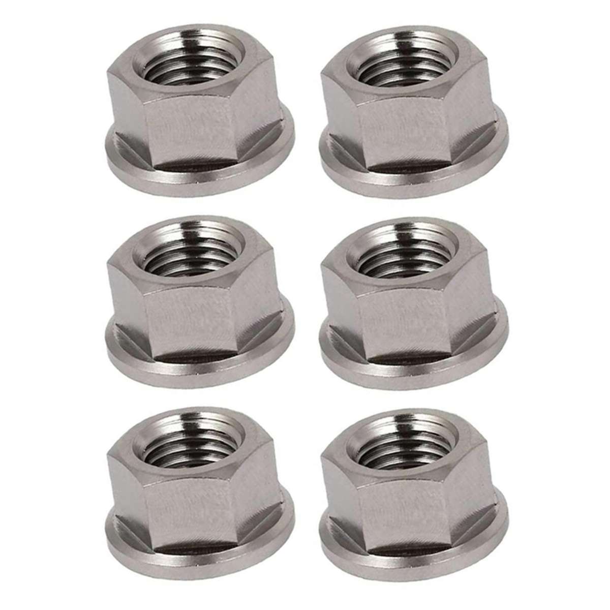 6pcs M10 X 1.25 Mm Tc4 Titanium Flanged Nut for Bicycle Motorcycle