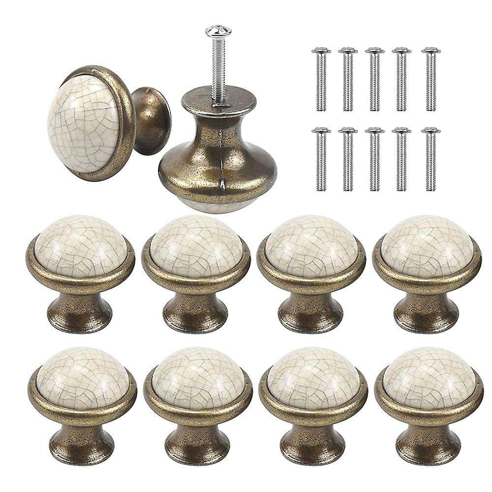 10pcs Vintage Cabinet Knobs 33mm Ceramic Knobs,for Chest Of Drawers