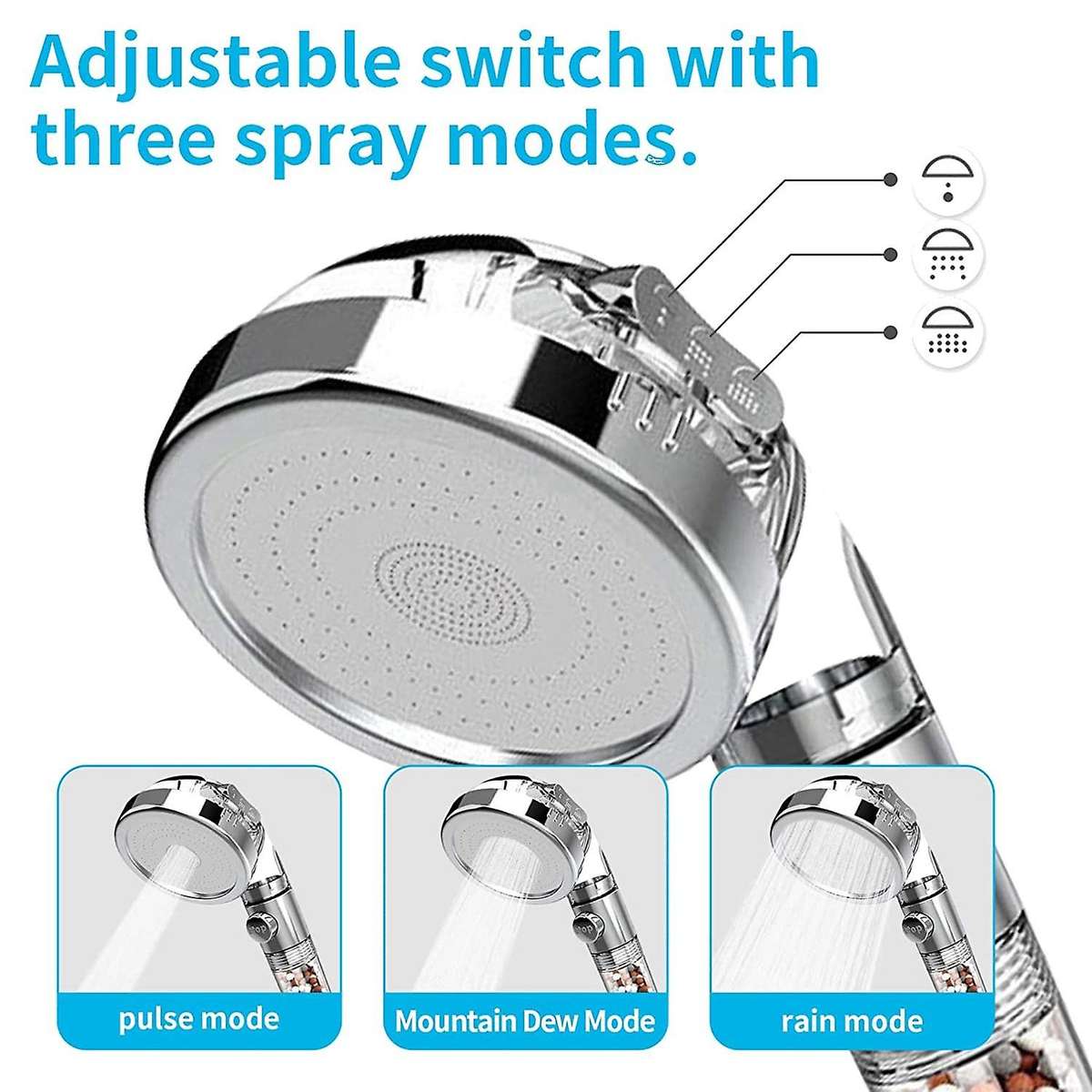 Shower Head,high Pressure 3 Mode Function Spray Handheld Showerheads