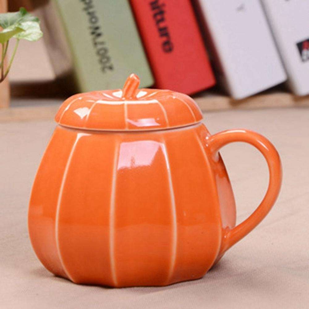 Mug Pumpkin Mug with Lid - Ceramic Decorations Ornament Coffee Mugs