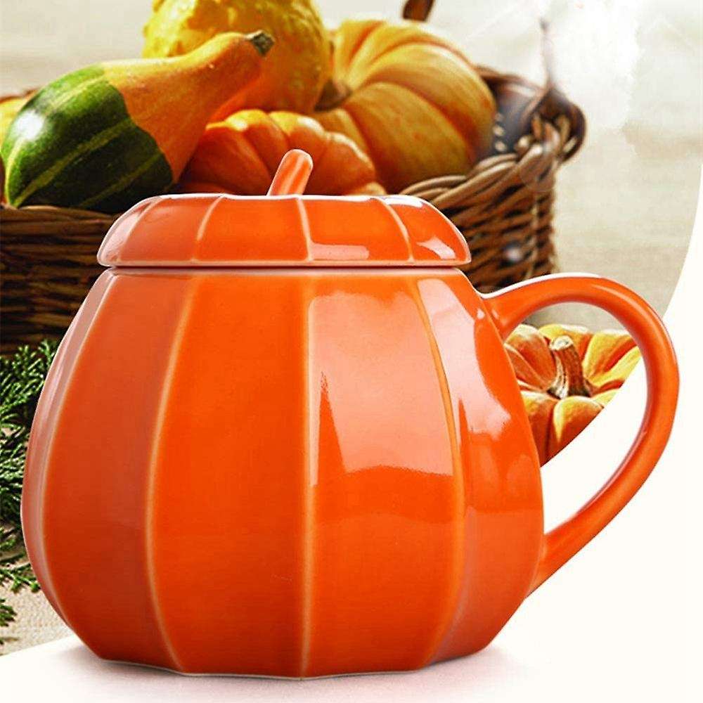 Mug Pumpkin Mug with Lid - Ceramic Decorations Ornament Coffee Mugs