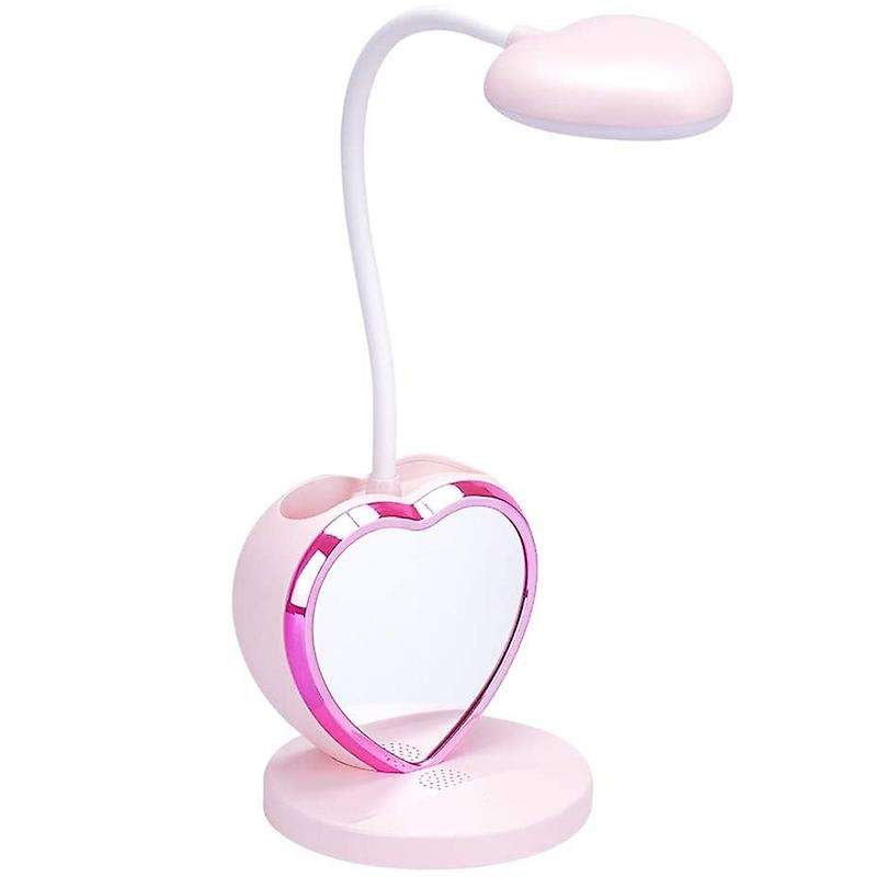 Led Desk Lamp for Girls,with Usb Charging Port & Pen Holder, Pink