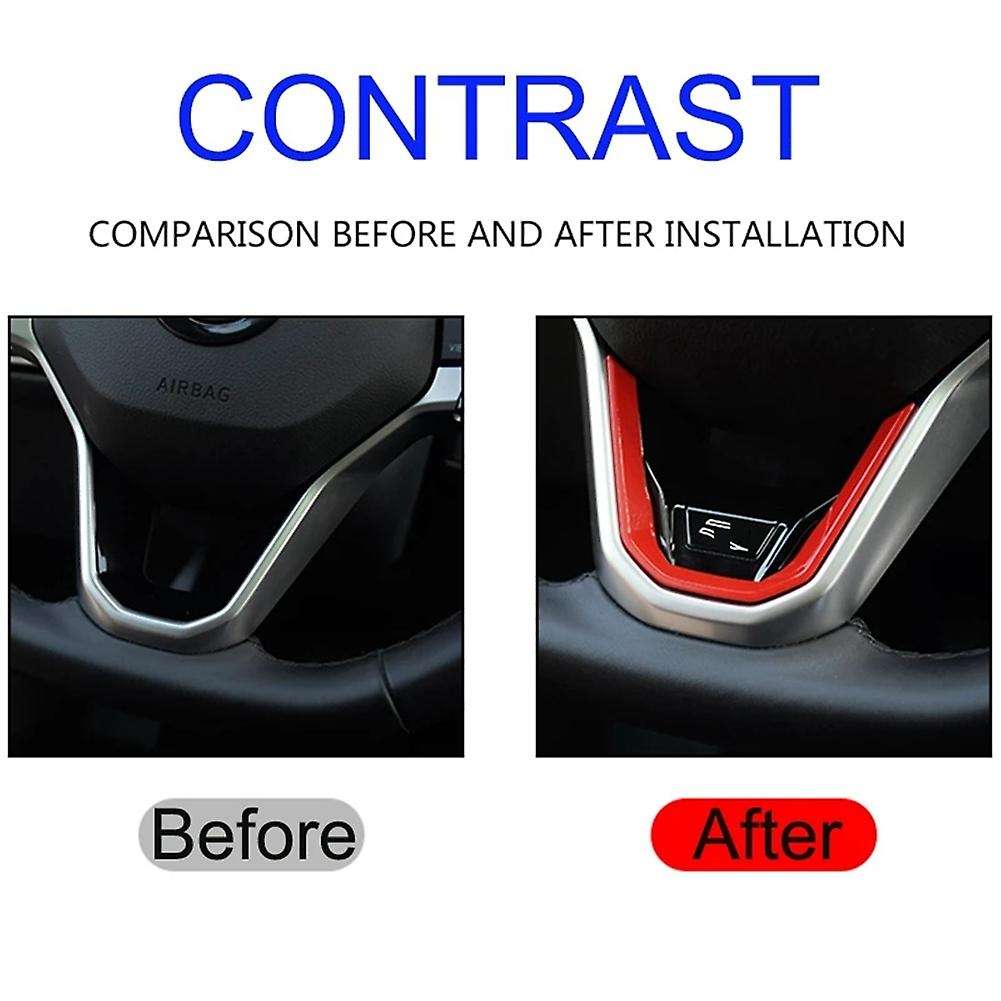 2x Red Car Steering Wheel Trim for Golf 8 Mk8 Accessories 2020 2021