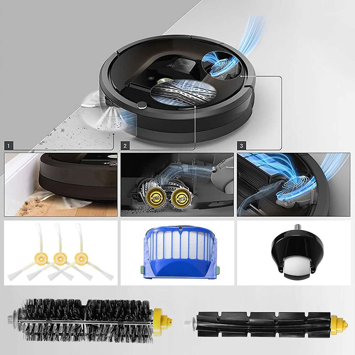 Main Side Brush Hepa Filter for Roomba 600 Series 605 606 610 615 620