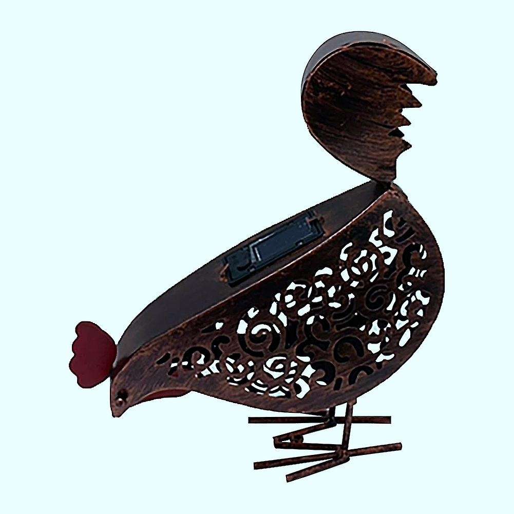Iron Solar Chicken Lanterns Retro Hollow Solar Lights with Handle-b