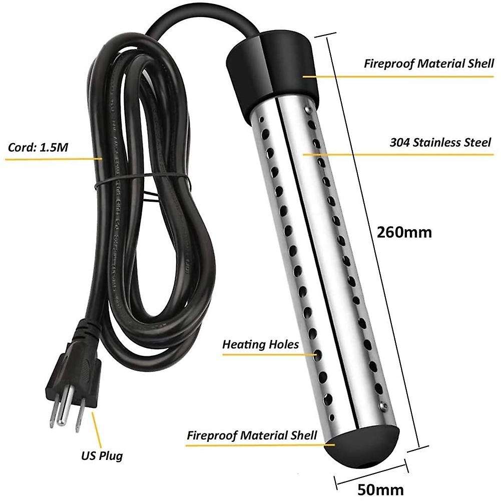 Immersion Heater, Electric Submersible Instant Water Heater, Us Plug