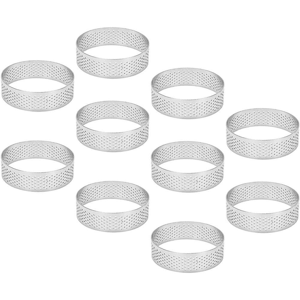 10pcs Circular Tart Rings with Holes Fruit Pie Quiches Cake Mould