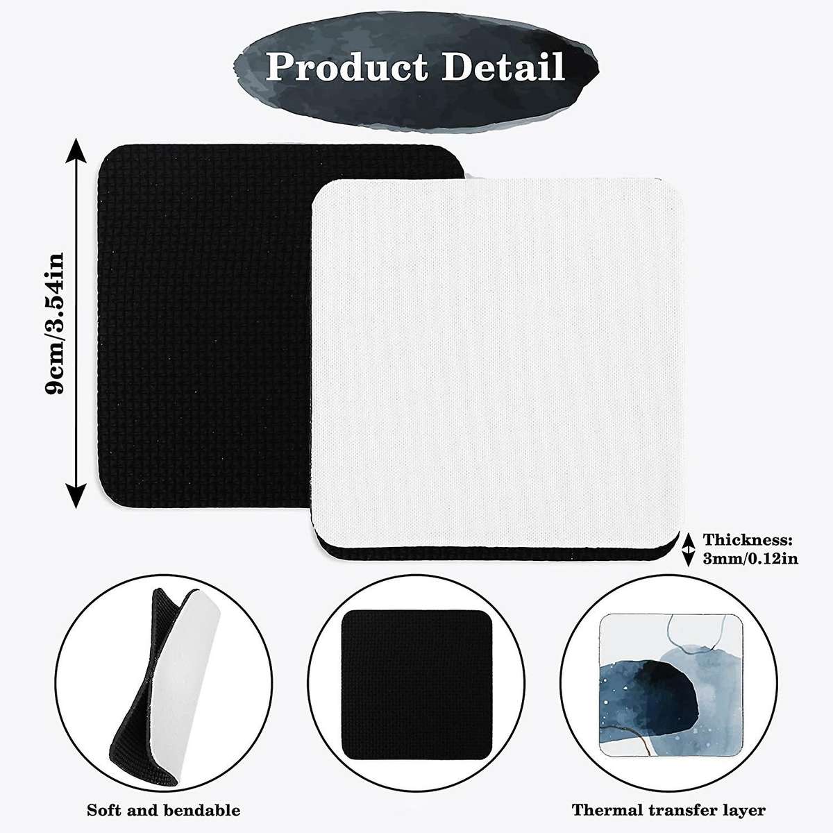 50pcs Square Sublimation Coaster Diy Coasters Heat Transfer Cup Mat