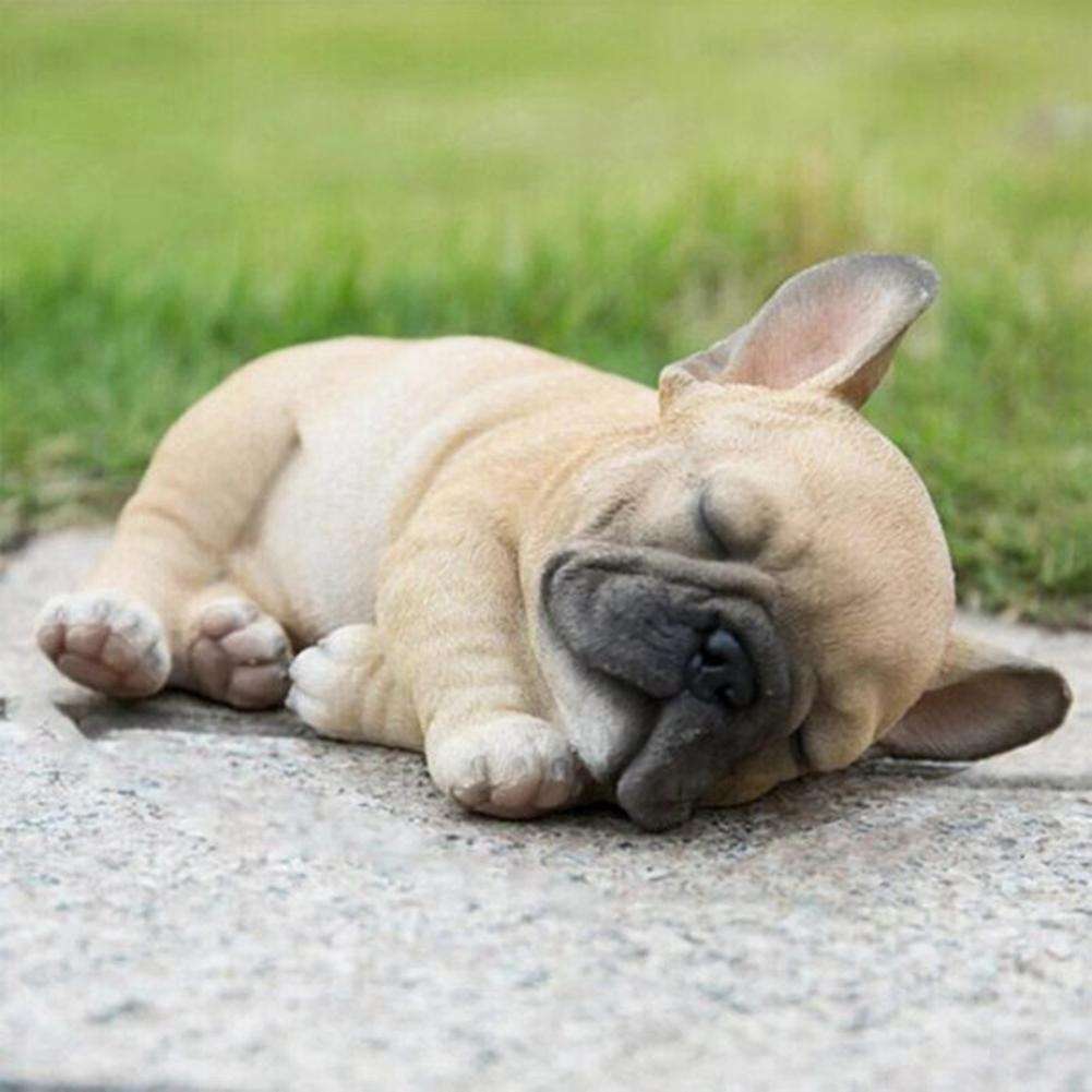 Sleepy French Bulldog Puppy Statue Garden Mini Cute Garden Decor,b