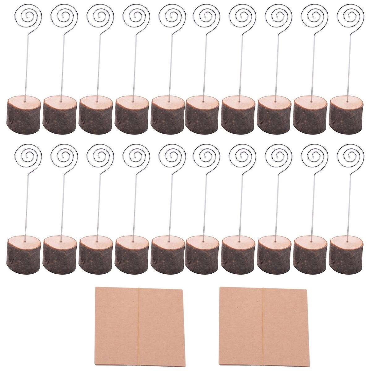 20 Pack Rustic Wood Place Card Holders, Picture Holder Stand Rustic