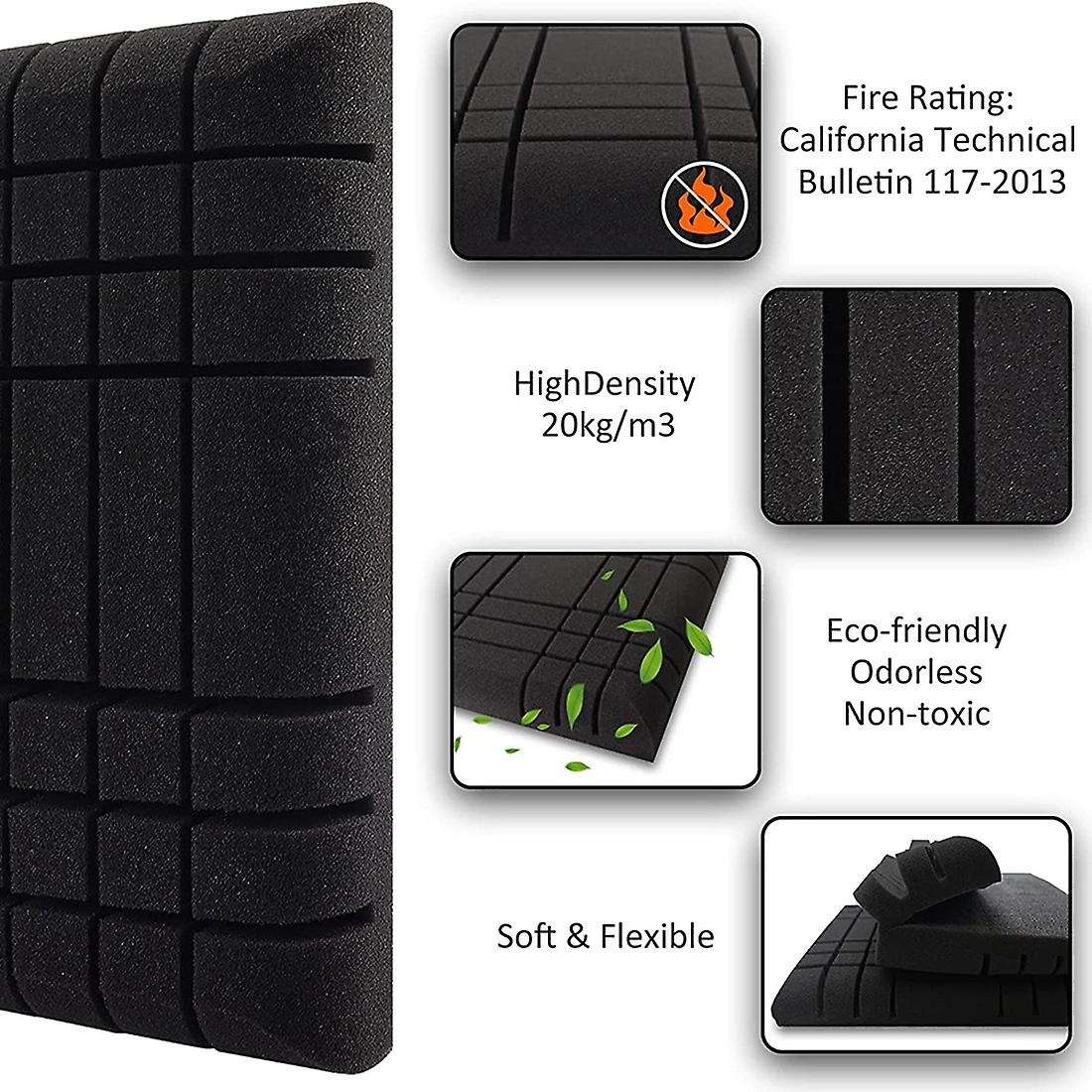 6 Pcs Grid Acoustic Foam Panel Pads, for Acoustic Treatment & Decor