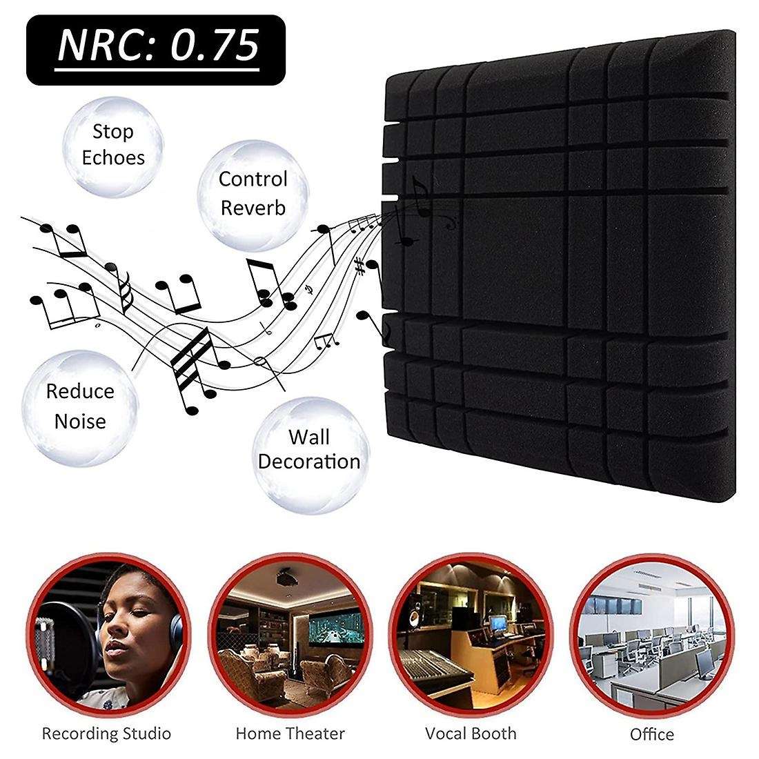 6 Pcs Grid Acoustic Foam Panel Pads, for Acoustic Treatment & Decor