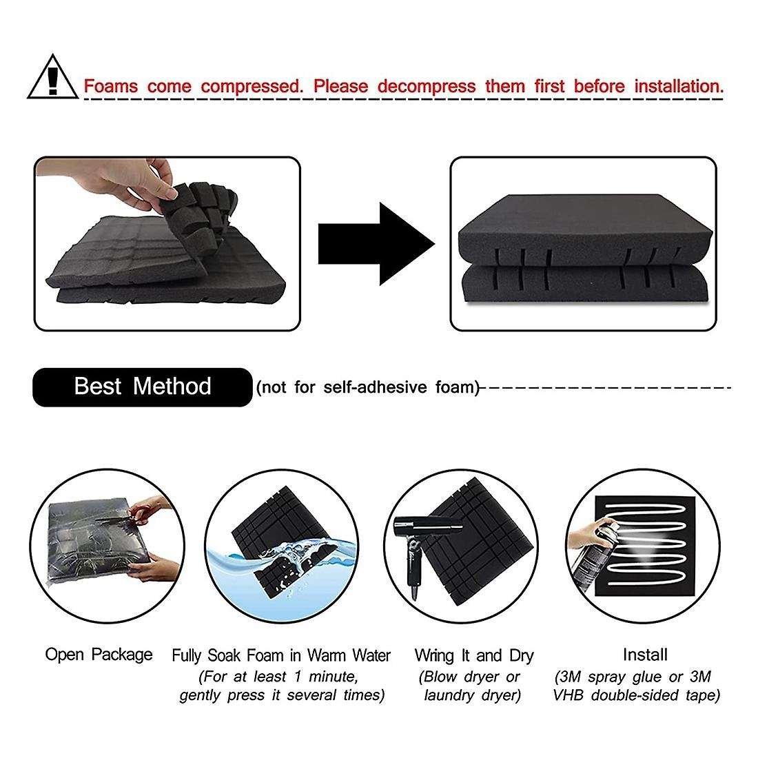 6 Pcs Grid Acoustic Foam Panel Pads, for Acoustic Treatment & Decor