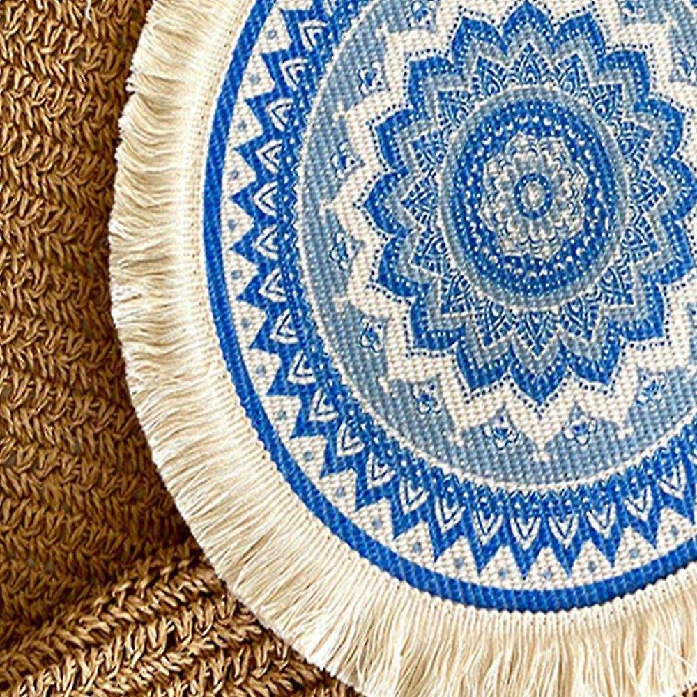 4pcs Bohemian Woven Cotton Placemat Household Decorative Mat(gray)