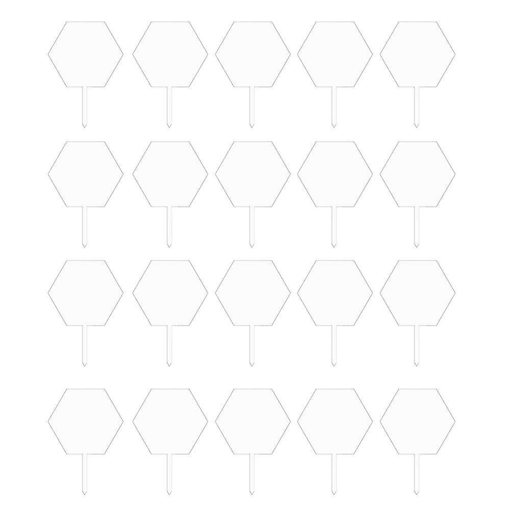 20pcs Diy Hexagon Acryliccake Topper Happy Birthday No Texts Blank