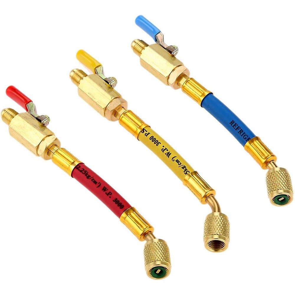 R134a R410a R22 R12 Charging Hoses and Ball Valve Kit Coded Hoses